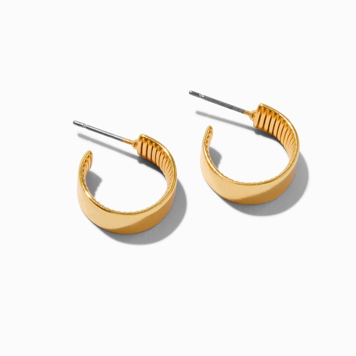 C LUXE by Claire's 18k Yellow Gold Plated 14MM Textured Hoop Earrings