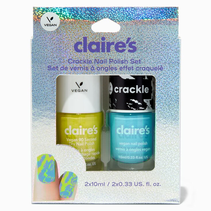 Blue &amp; Yellow Crackle Vegan Nail Polish Set - 2 Pack,