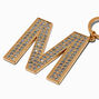 Gold-tone Bedazzled Initial Keychain - M,