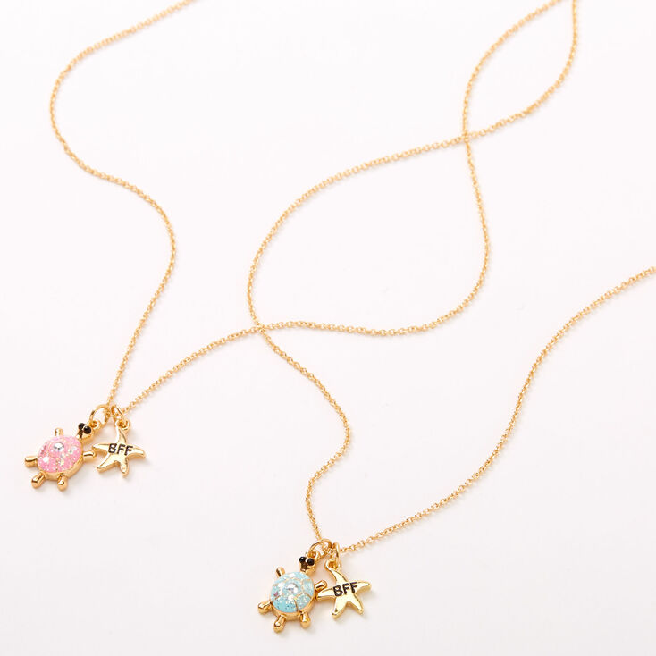 Colliers &agrave; pendentif tortue &eacute;toile de mer best friends couleur dor&eacute;e - Lot de 2,