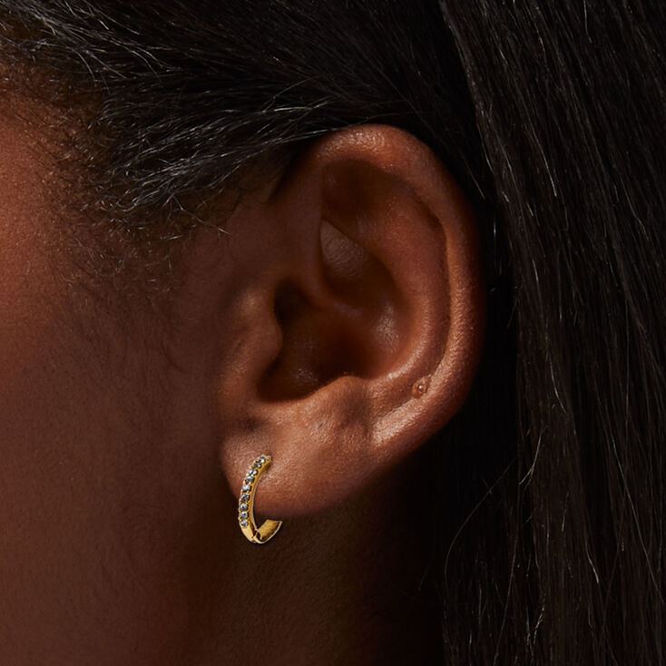 C LUXE by Claire&#39;s 18k Yellow Gold Plated Cubic Zirconia Flower Studs &amp; Hoop Earrings - 3 Pack ,