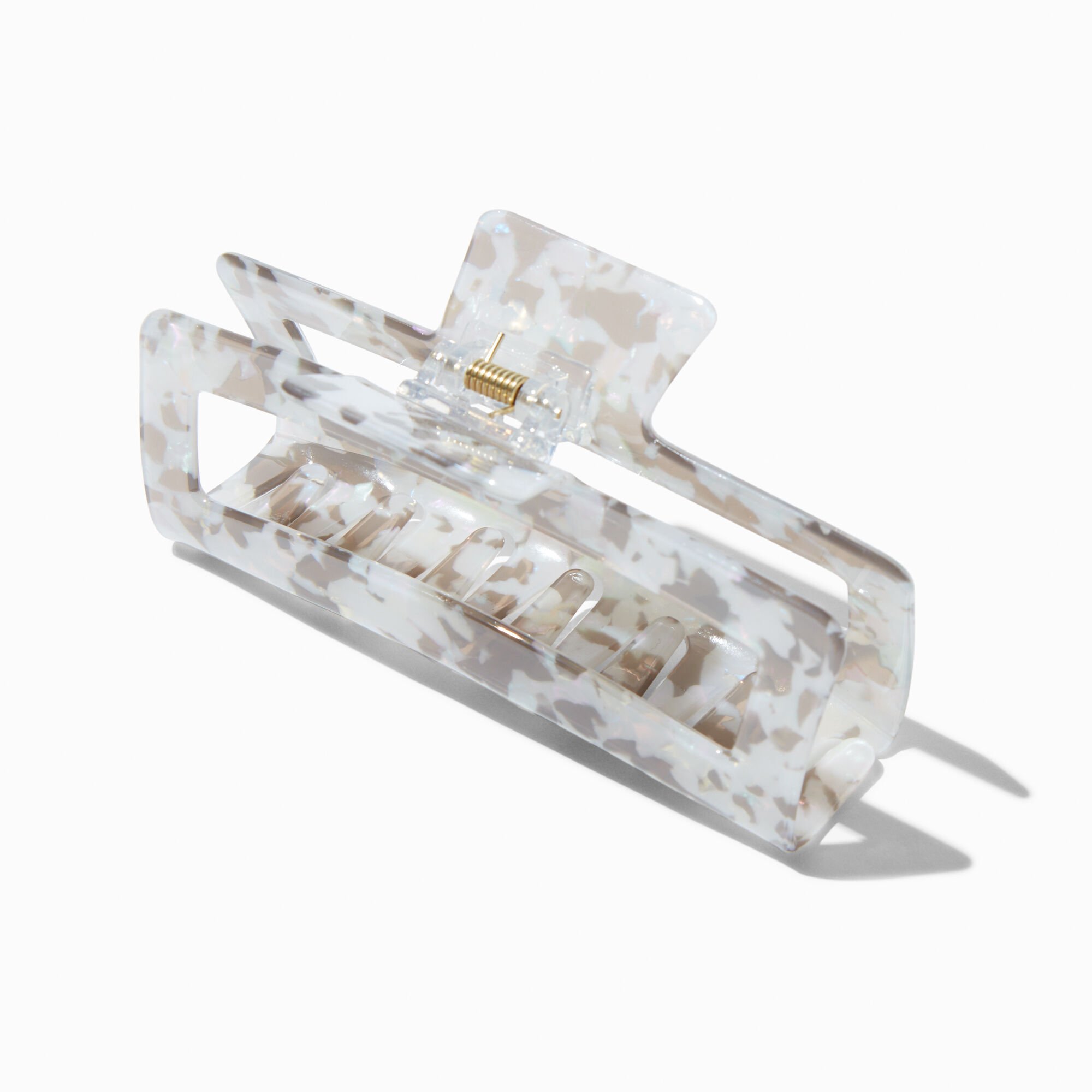 Gray Tortoiseshell Large Rectangular Hair Claw,