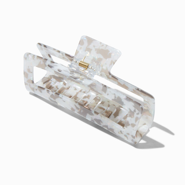 Gray Tortoiseshell Large Rectangular Hair Claw,