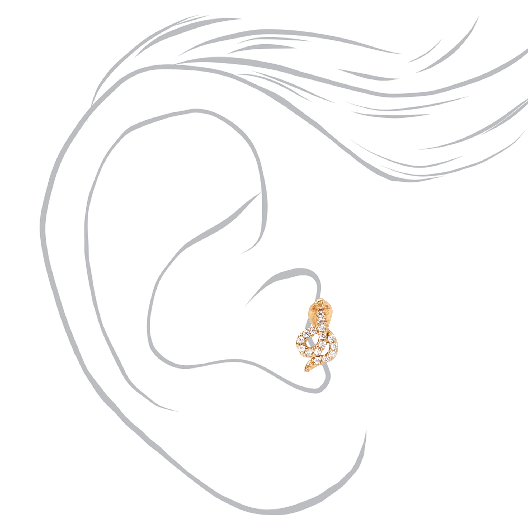 Gold Crystal Snake Tragus Stud Earring
