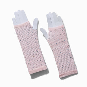 Heart Cutout Faux Leather Fingerless Gloves - Hot Pink