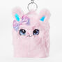 Pink Fuzzy Bunny Mini Backpack Keychain,