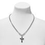 Silver-tone Heavy Crystal Cross Necklace,
