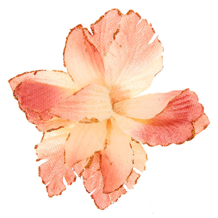 Claire's Barrette à cheveux à fleurs et paillettes en imitation velours - Rose tendre