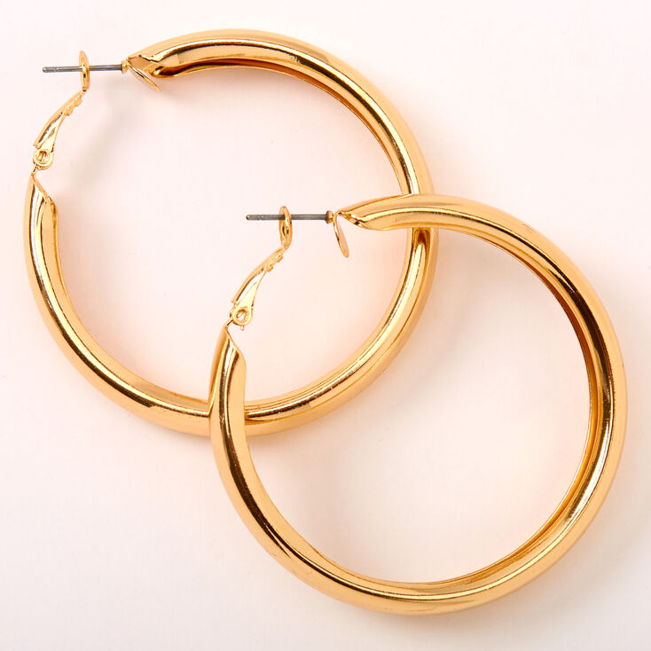 Gold 50MM Tube Hoop Earrings,