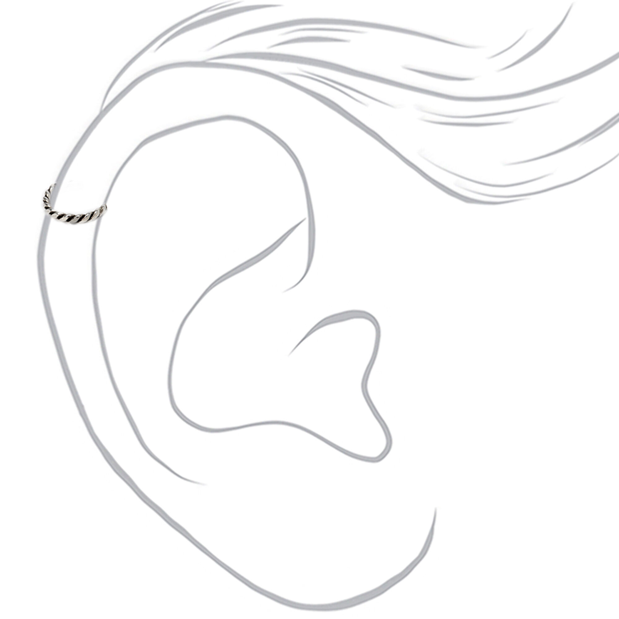 Anneau de cartilage torsadé 22 g couleur argentée,