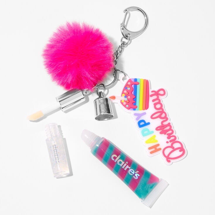 Claire&#39;s Club Happy Birthday Lip Gloss Keychain,