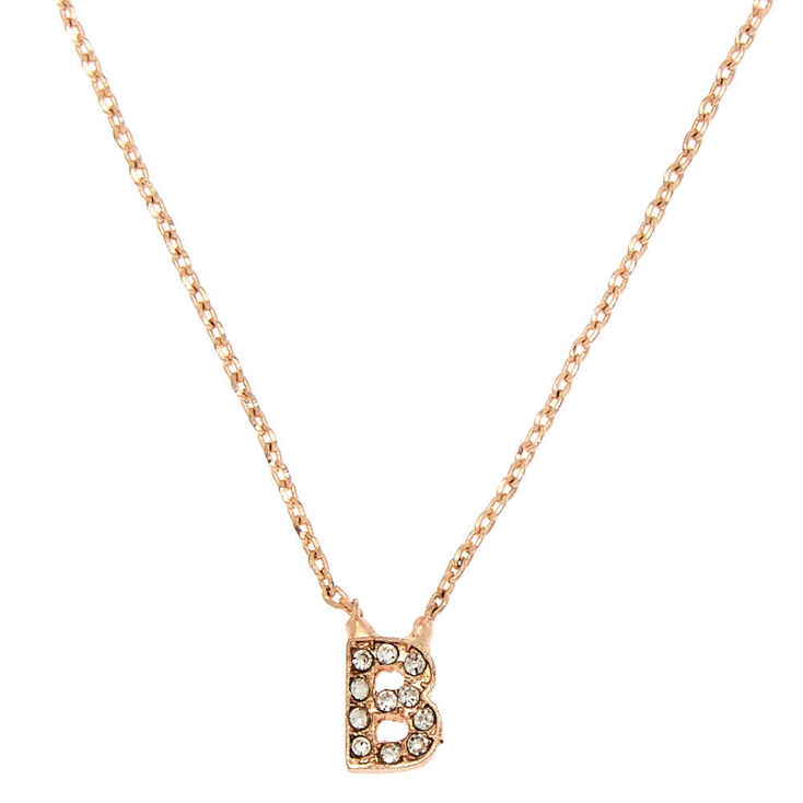 Claire's Collier à pendentif à initiale B couleur doré rose