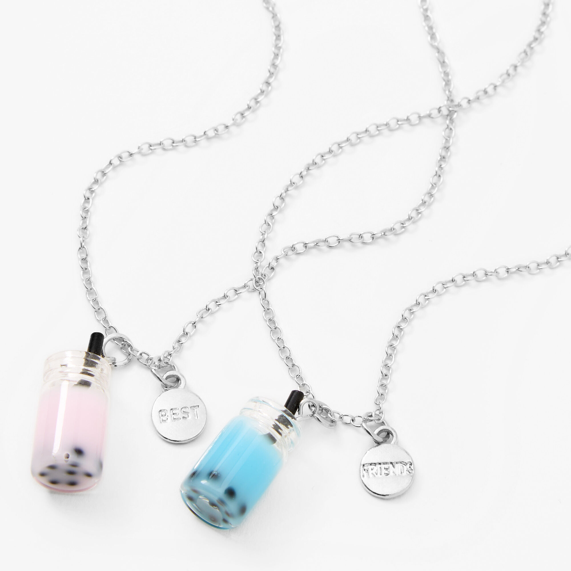 View Claires Best Friends Bubble Tea Pendant Necklaces 2 Pack Blue information