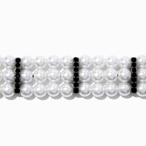 Hematite &amp; Pearl Multi-Strand Choker Necklace,