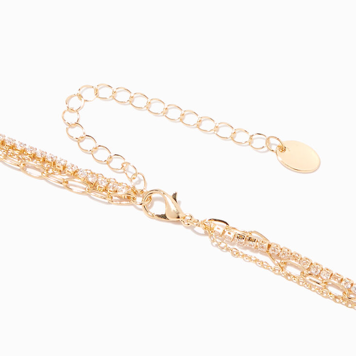Pink Crystal Y-Neck Gold Multi-Strand Necklace,