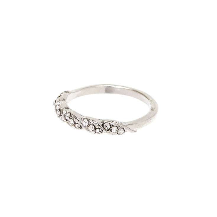 Silver Embellished Twist Ring,