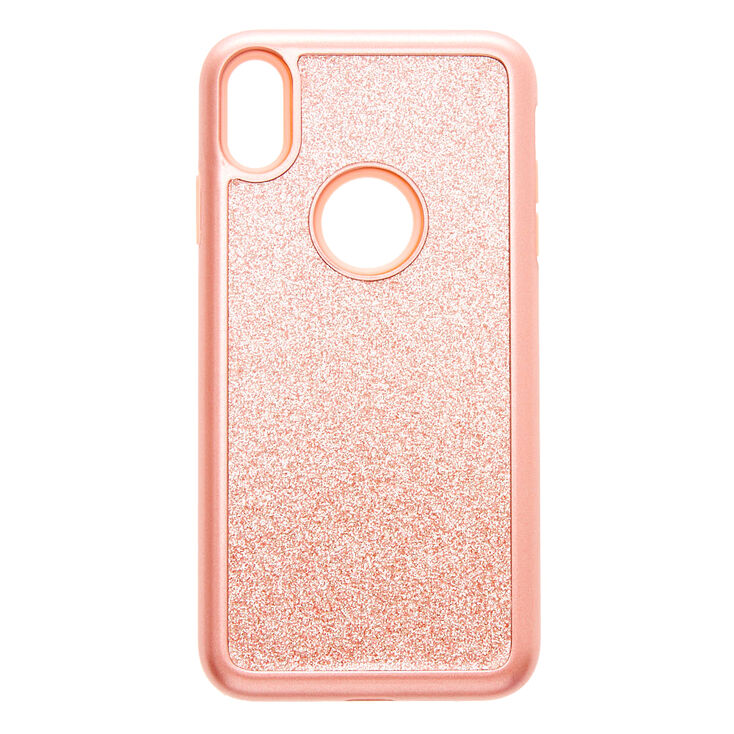 Coque de protection pour portable paillettes couleur dor&eacute; rose - Compatible avec iPhone XS,