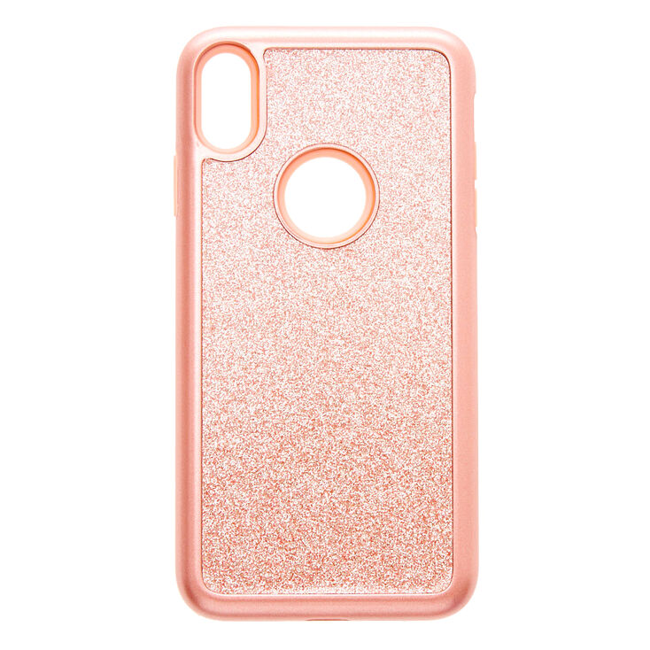 Rose Gold Glitter Protective Phone Case - Fits iPhone XS Max,