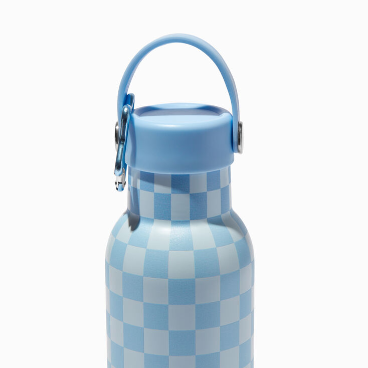 Blue Checkered Stainless Steel Water Bottle,