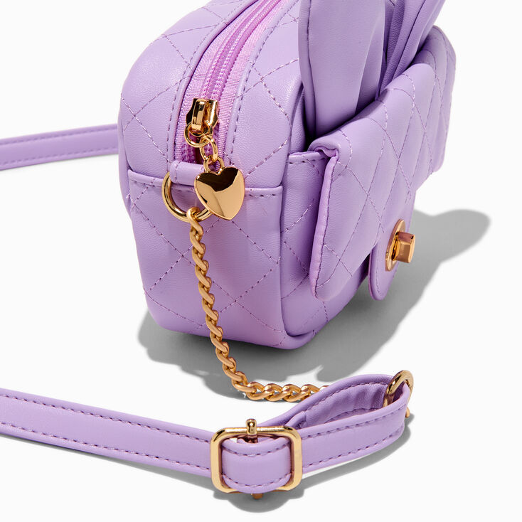 Claire&#39;s Club Purple Bunny Ear Crossbody Bag,