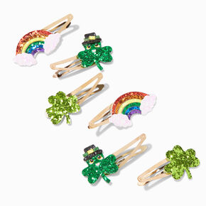St. Patrick&#39;s Day Shamrocks &amp; Rainbows Snap Hair Clips - 6 Pack,