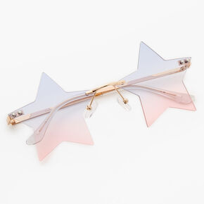 Gold Blue &amp; Pink Ombre Star Sunglasses,