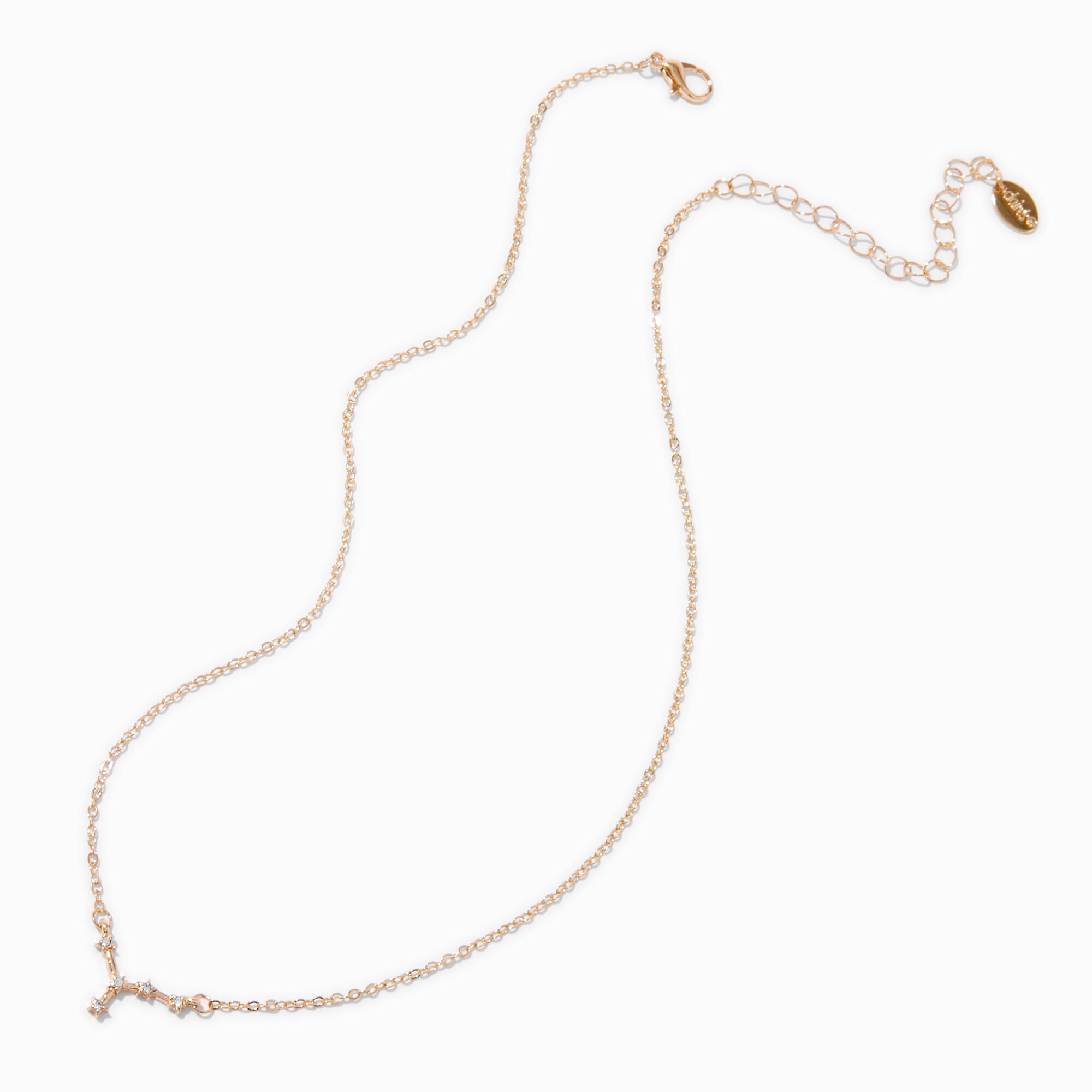 Gold-tone Zodiac Constellation Pendant Necklace - Cancer,