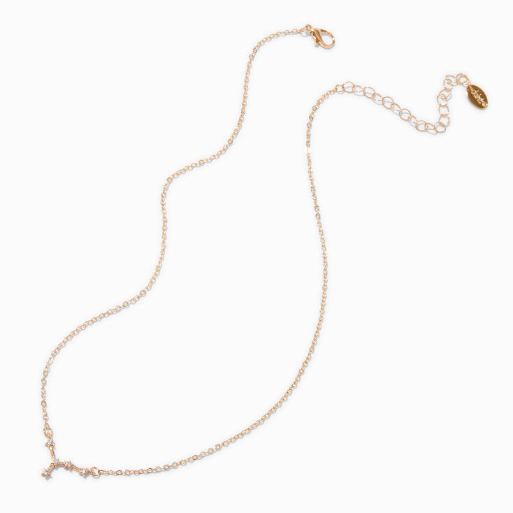 Gold-tone Zodiac Constellation Pendant Necklace - Cancer,