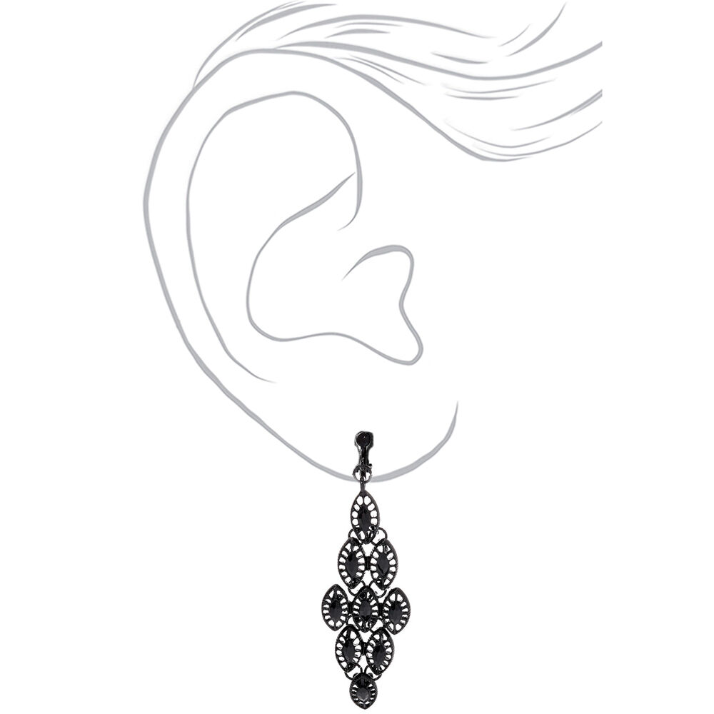 Longues pendantes à clip noires 6,3 cm,