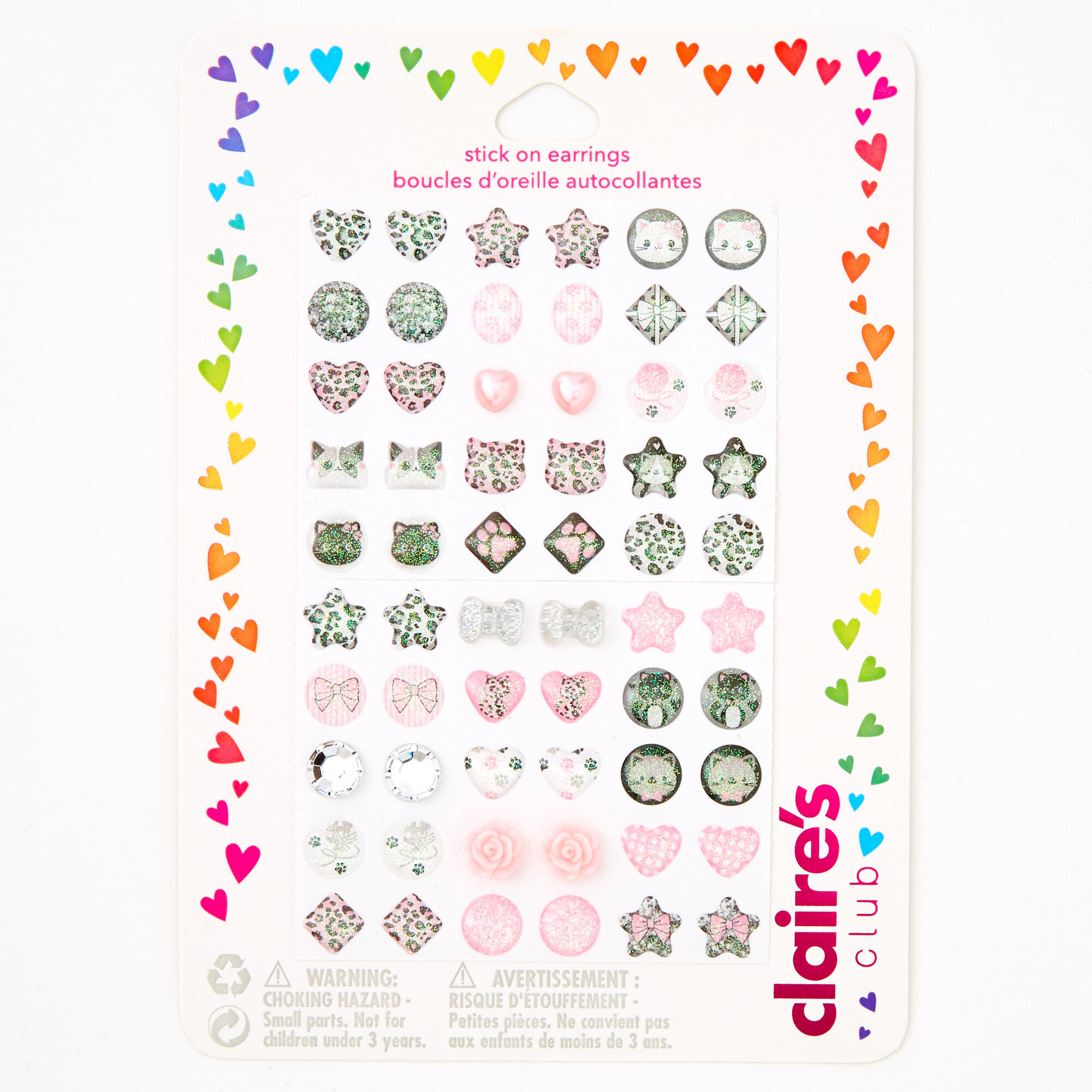 Claire's Club Rainbow Gems Stick On Earrings - 30 Pack