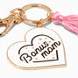 &quot;Bonus Mom&quot; Pink Tassel Heart Keychain,