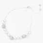 Silver Pearl Fireball Bolo Bracelet,