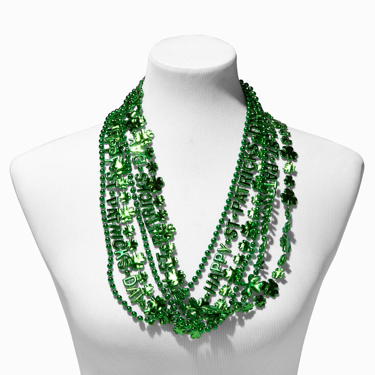 St. Patrick&#39;s Day Shamrocks Beaded Necklace Set - 6 Pack,