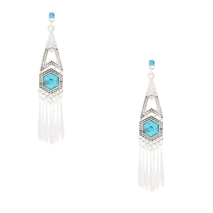 Silver 3&quot; Boho Drop Earrings,