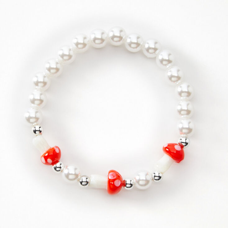 Lucky Mushroom Beaded Pearl Stretch Bracelet,