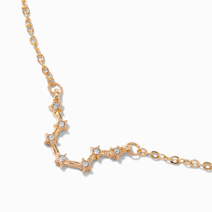 Gold-tone Zodiac Constellation Pendant Necklace - Aquarius,