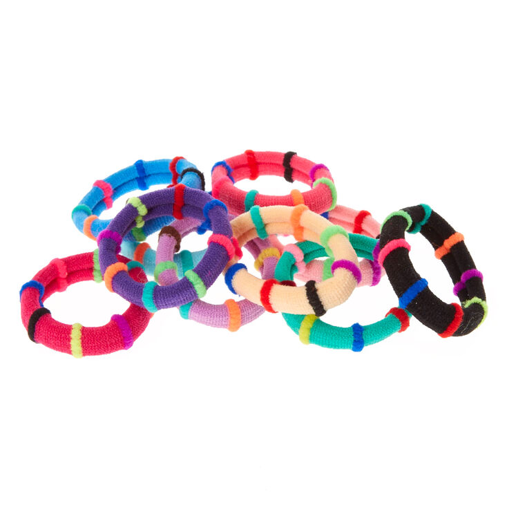 Rainbow Striped Thick Hair Ties - 10 Pack,