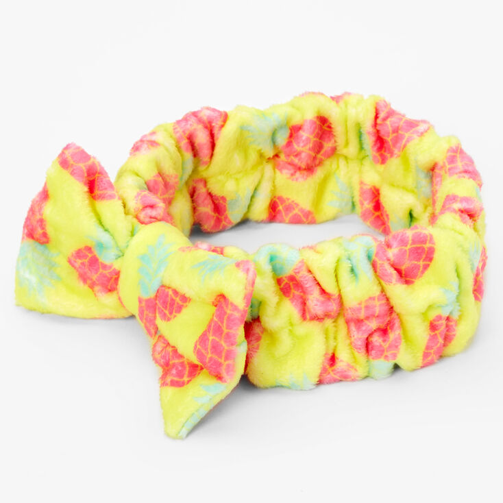 Yellow Pineapple Plush Makeup Bow Headwrap,