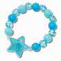 Claire&#39;s Club Blue Star Shaker Charm Beaded Stretch Bracelet,