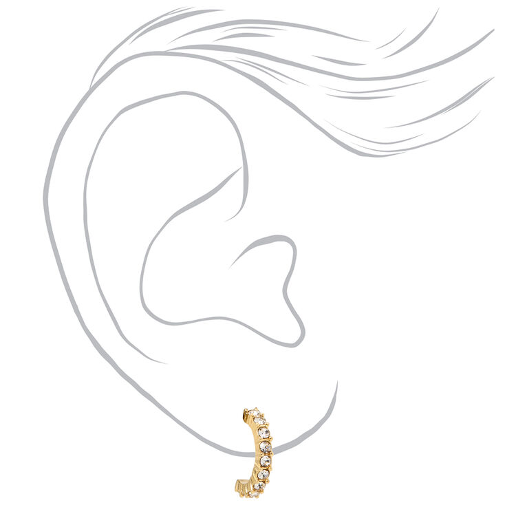 18ct Gold Plated Crystal Half Hoop Earrings,