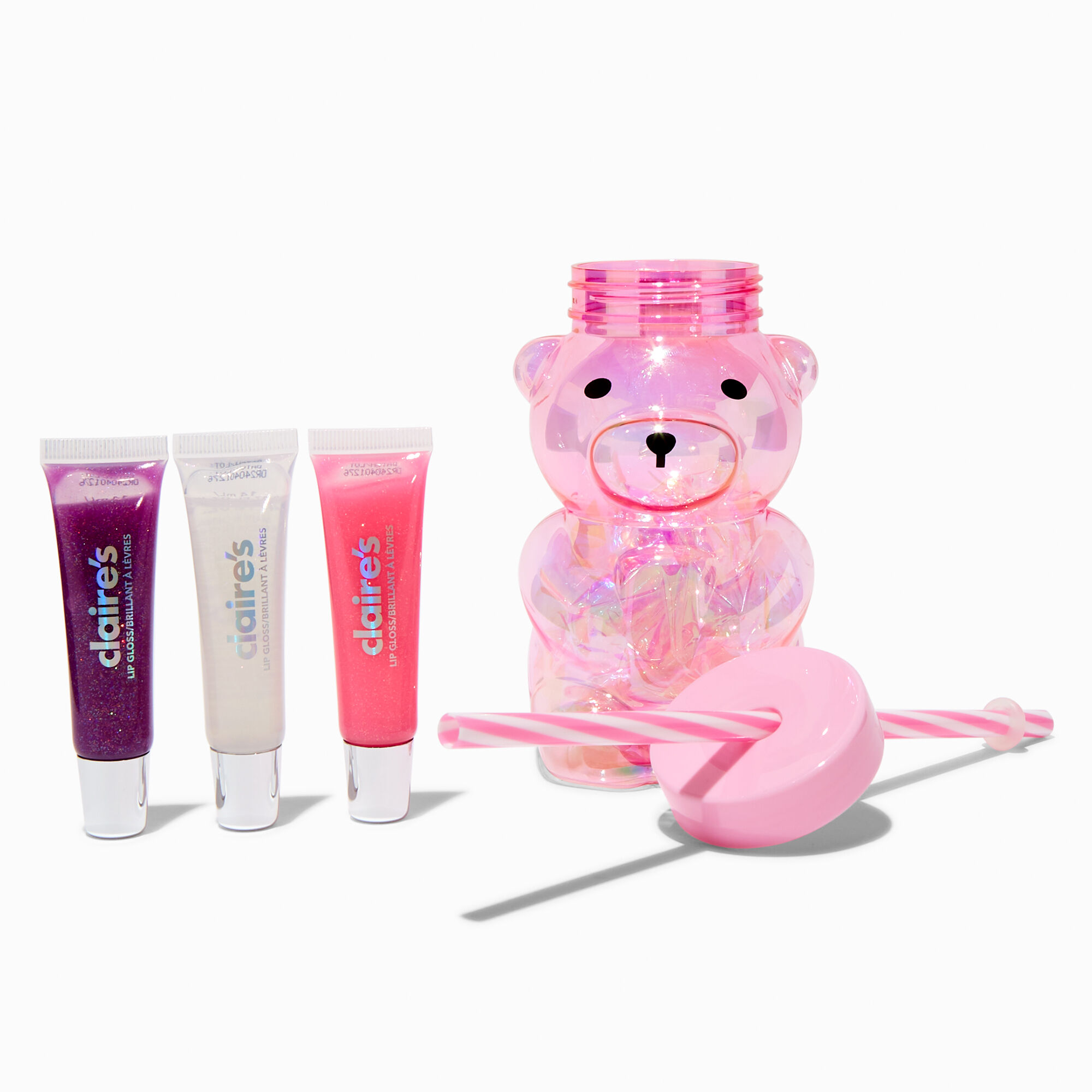 Pink Chrome Bear Tumbler & Lip Gloss Set - 3 Pack,
