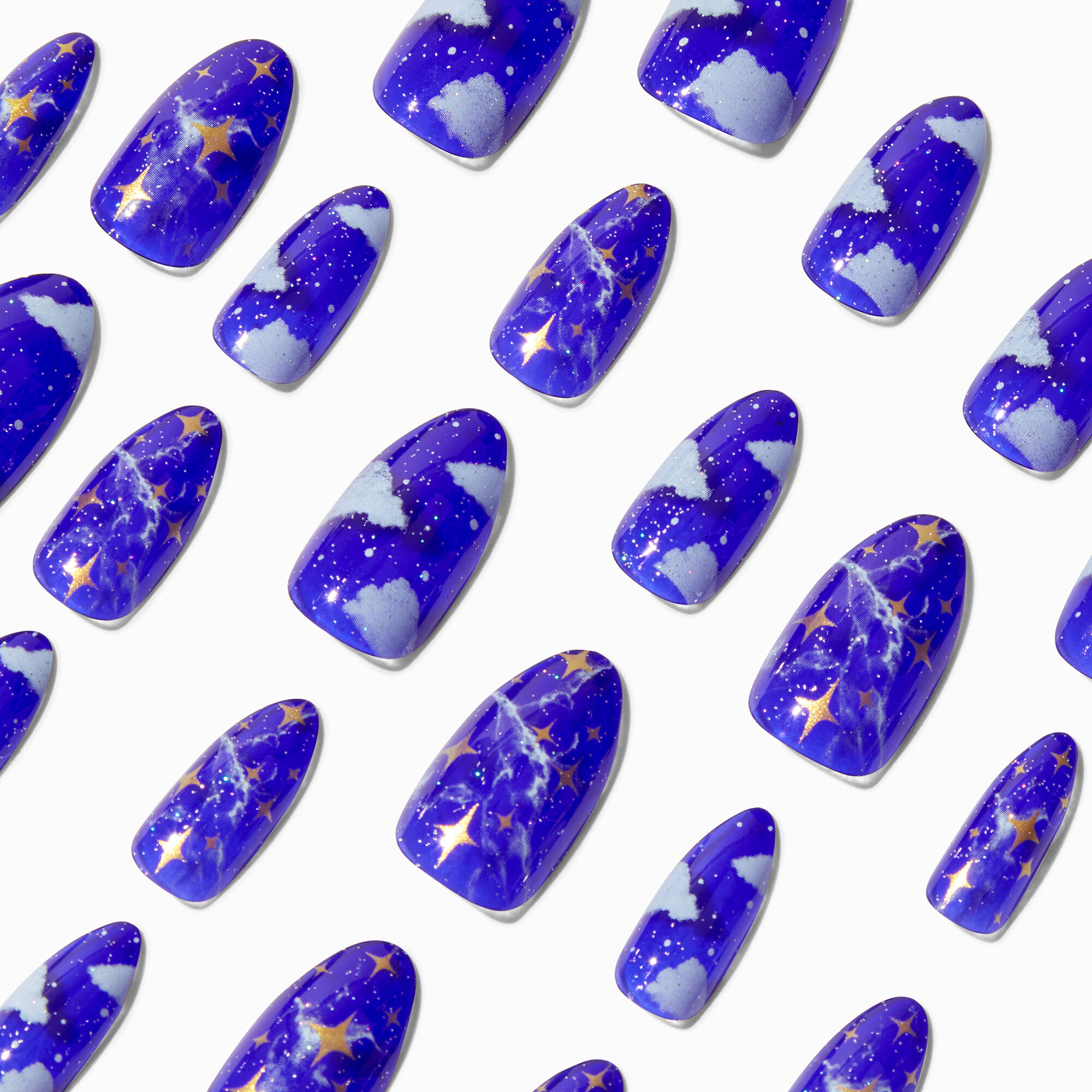 View Claires Star Jelly Stiletto Vegan Faux Nail Set 24 Pack Navy information