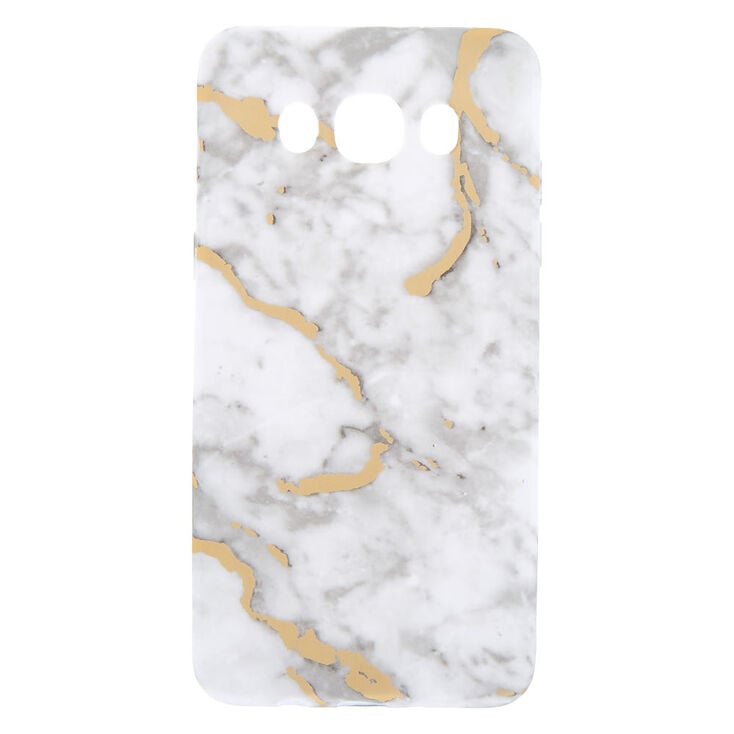 Claire's Coque de portable blanche effet marbré et couleur doré - Compatible avec Samsung Galaxy J5