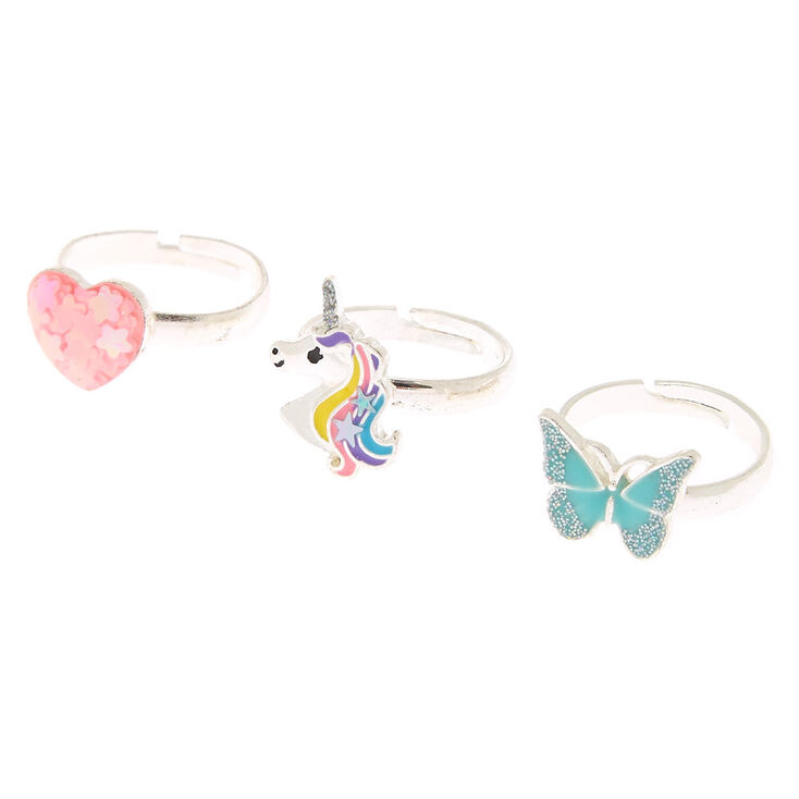 Lot de 3 bagues magiques licorne,