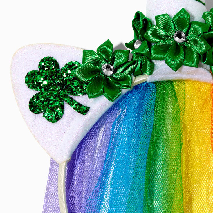 St. Patrick&#39;s Day Rainbow Veil Unicorn Headband,