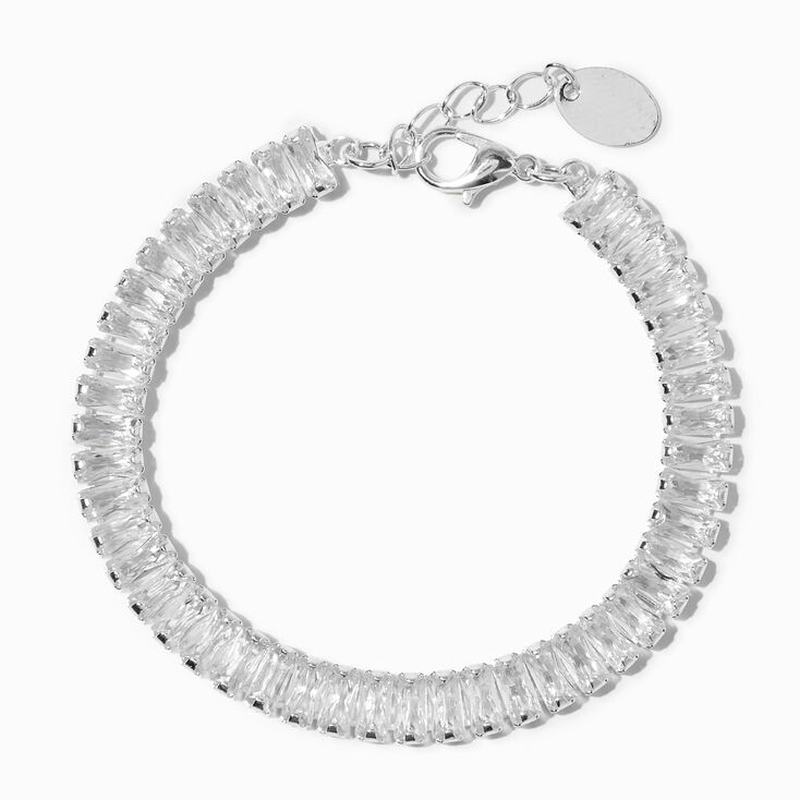 Silver Crystal Baguette Tennis Bracelet,