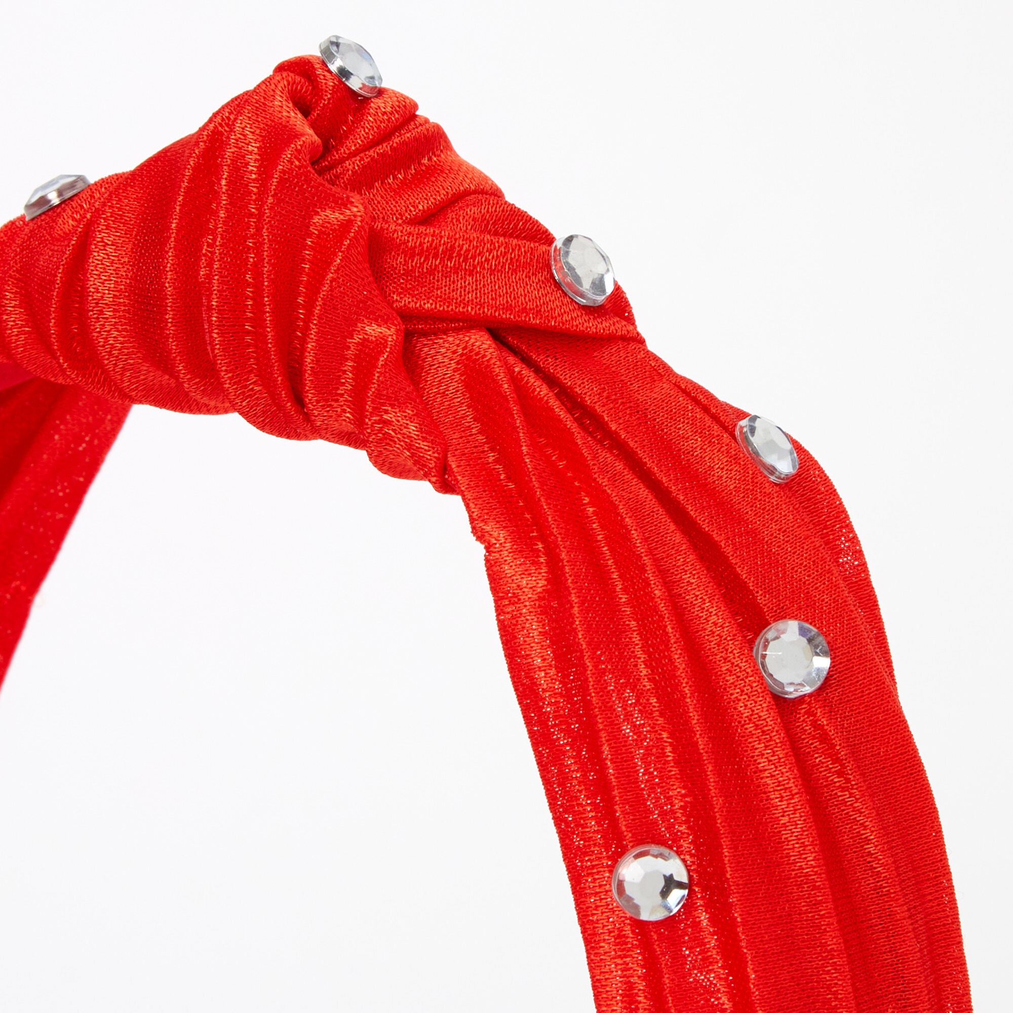 Claire's Club Knotted Satin Holiday Headband - Red,
