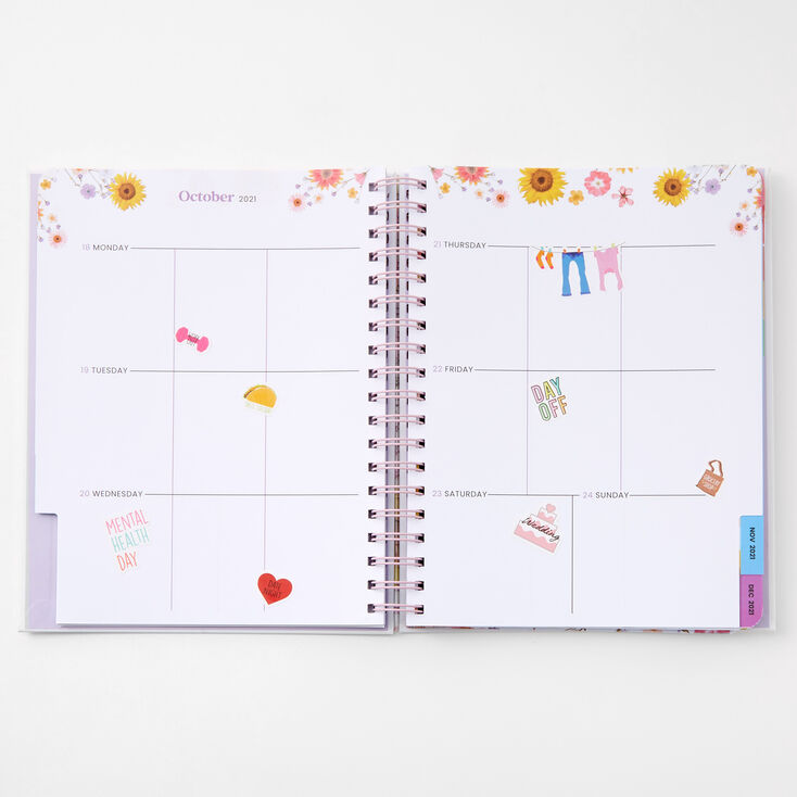 Pink, Purple &amp; Yellow Pressed Flower 2021-2022 Planner,