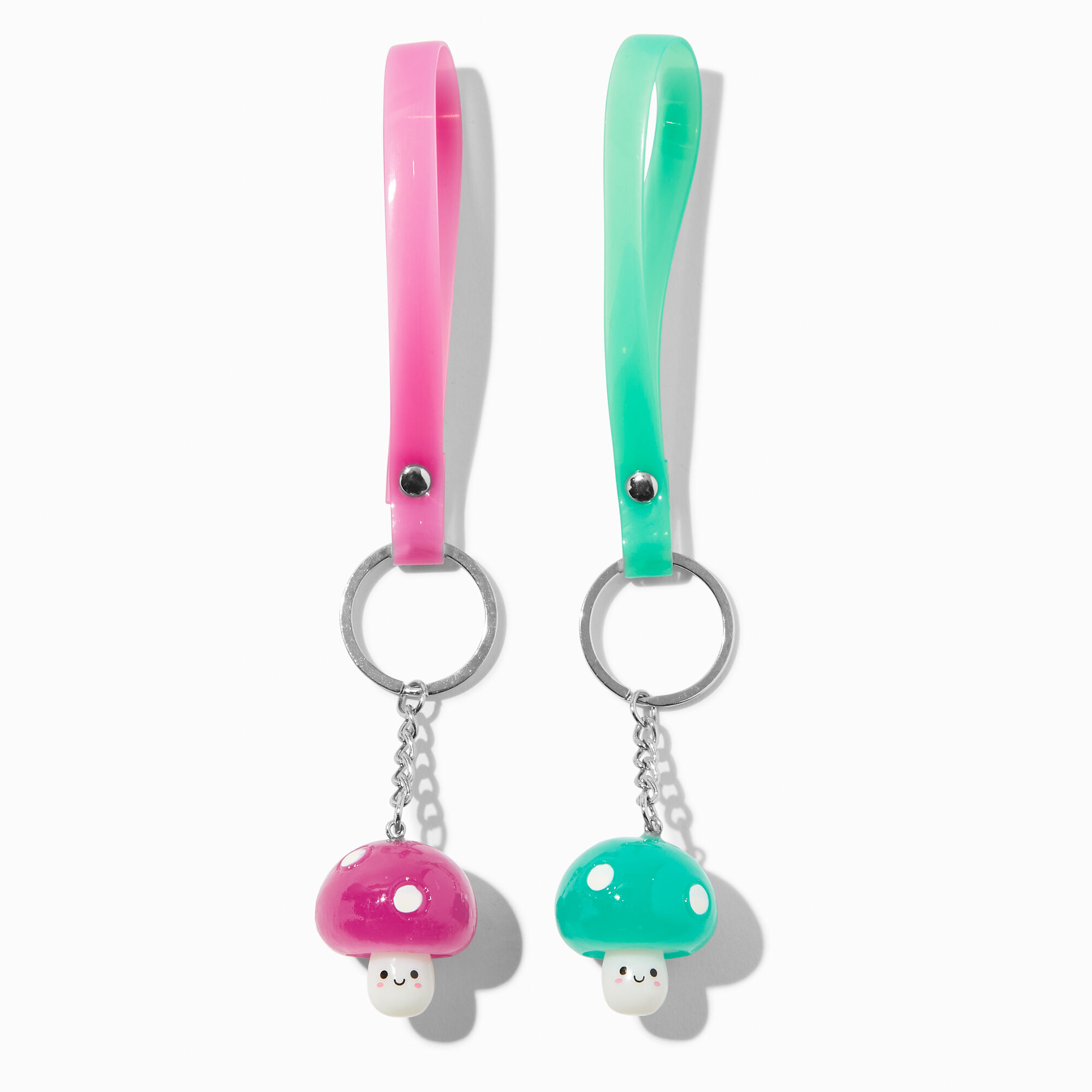 View Claires Best Friends Mushroom Glow In The Dark Wristlet Keychains 2 Pack Silver information