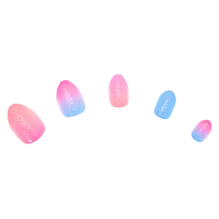  Ombre Pink &amp; Blue Glitter Stiletto Press On Faux Nail Set - 24 Pack,